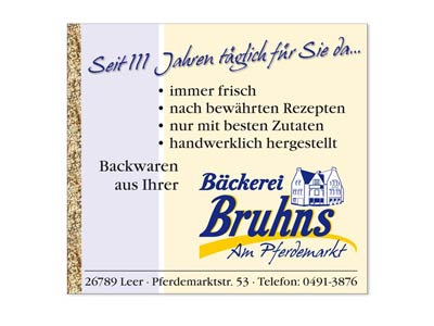 Bäckerei Bruhns, Info-Flyer