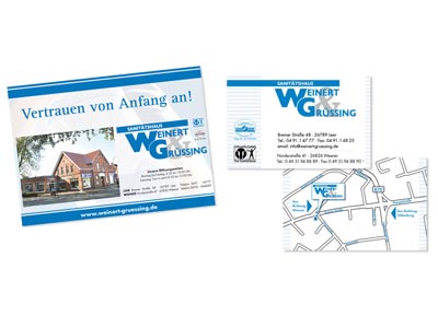Weinert & Gruessing Sanitaetshaus, Anzeigen, Visitenkarten